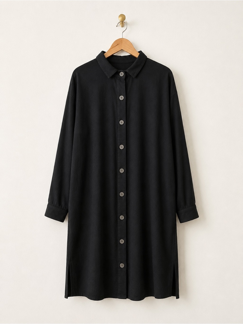 VTG Michèle Lamy F.I.C.K. Charcoal Button Down Shirt Dress 1980s Rick Owens Era